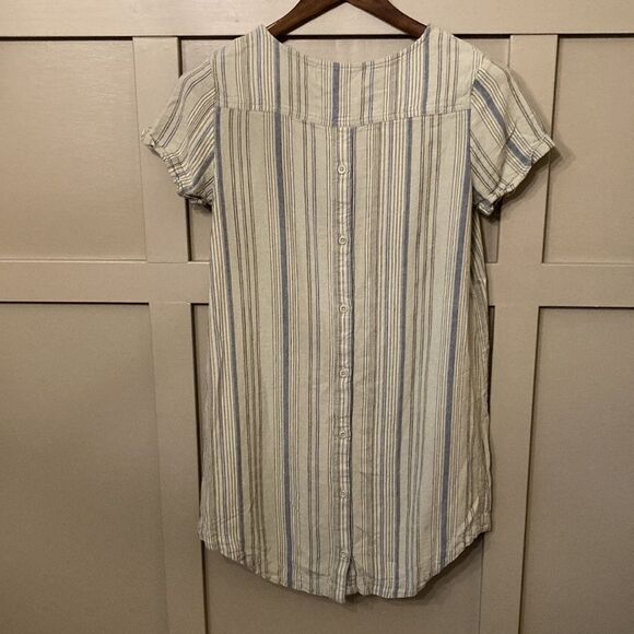 CLOTH & Stone Anthropologie Linen Blend Striped Shirt Dress Button Back Size XS - Picture 10 of 14